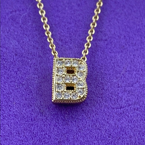 💛 Classic Gold Plated CZ Initial 'B' Necklace - Picture 2 of 8